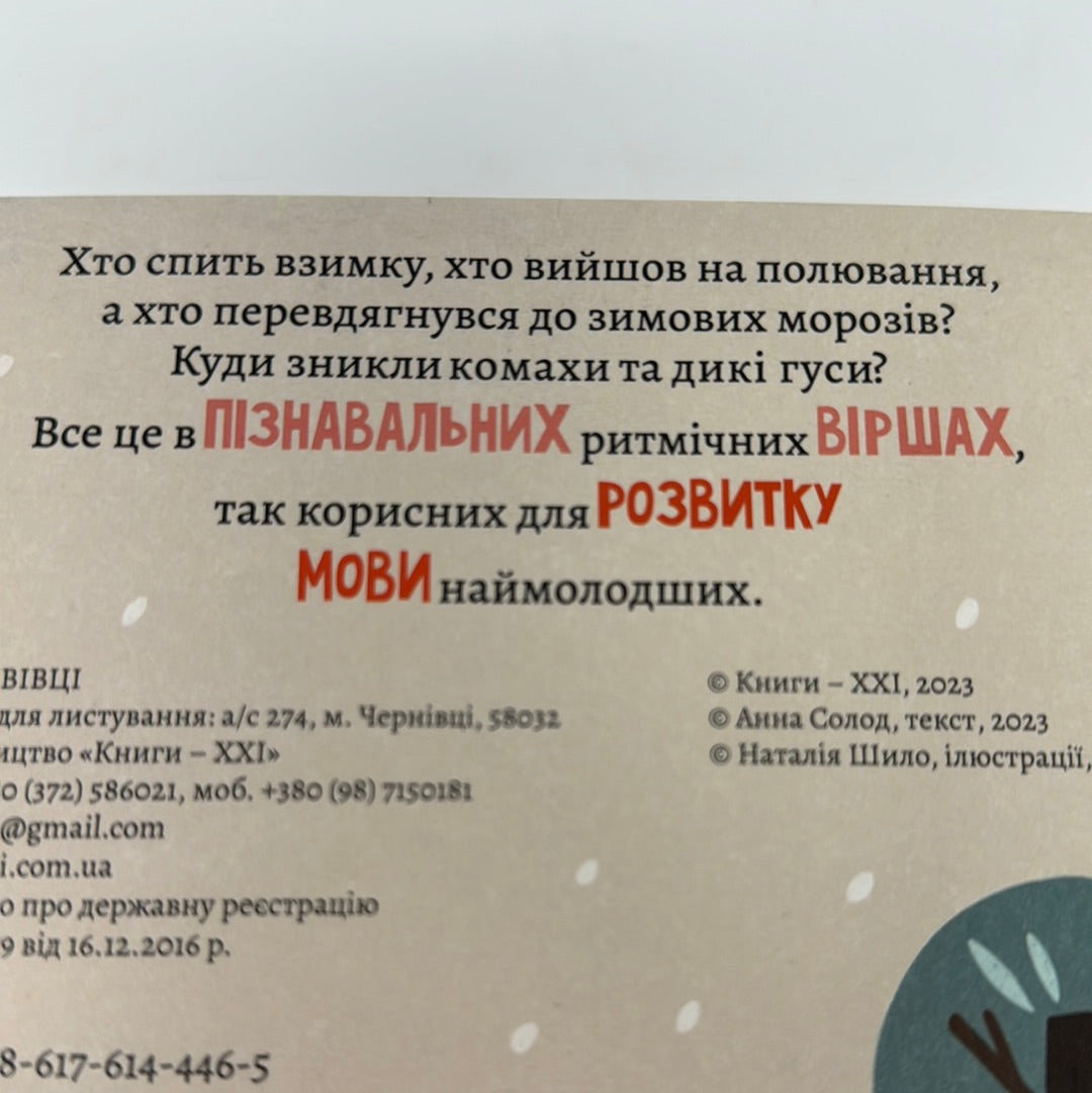 Як комахи і звірята будуть зиму зимувати. Анна Солод / Книги для малят в США