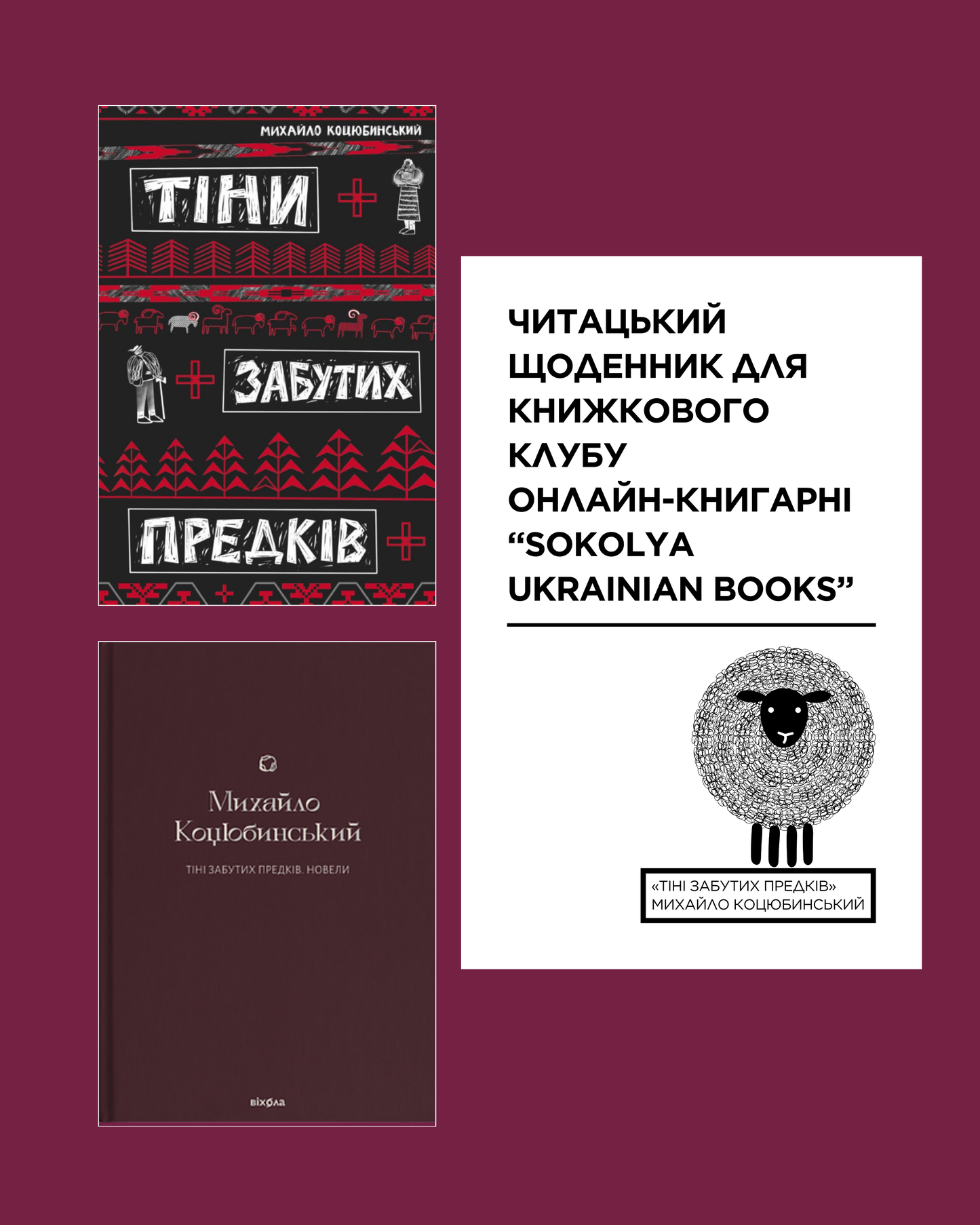 Електронний читацький щоденник для книжкового клубу до повісті Михайла Коцюбинського «Тіні забутих предків». Розроблений Вікторією Барбанюк / Читацькі щоденники в США