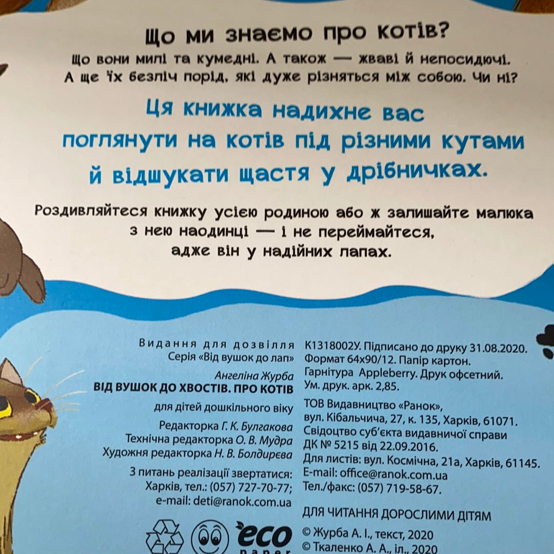 Від вушок до хвостів. Про котів / Ukrainian books for babies and toddlers. Подарункові книги українською для найменших читачів