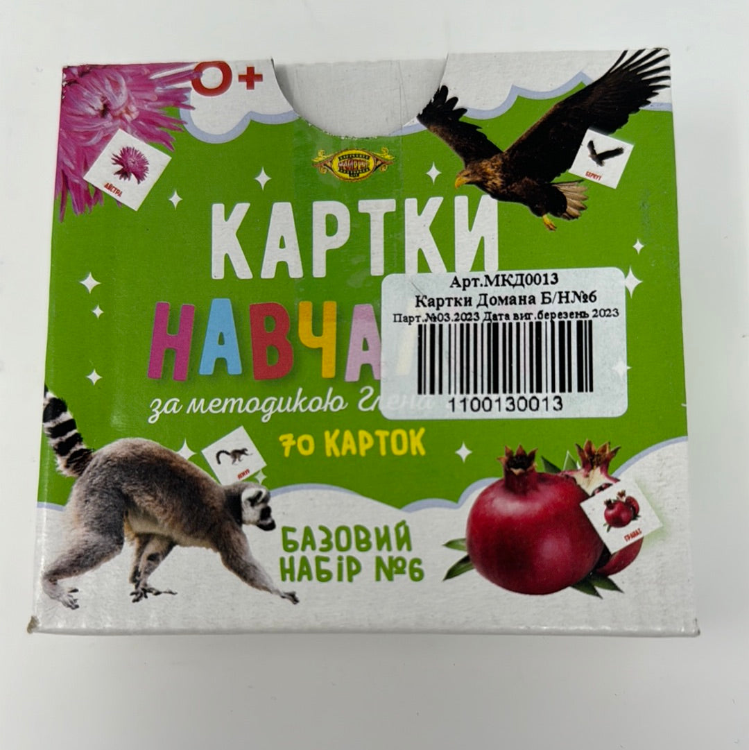 Картки навчальні за методикою Глена Домана. Базовий набір #6 (70 карток) / Картки Домана українською в США