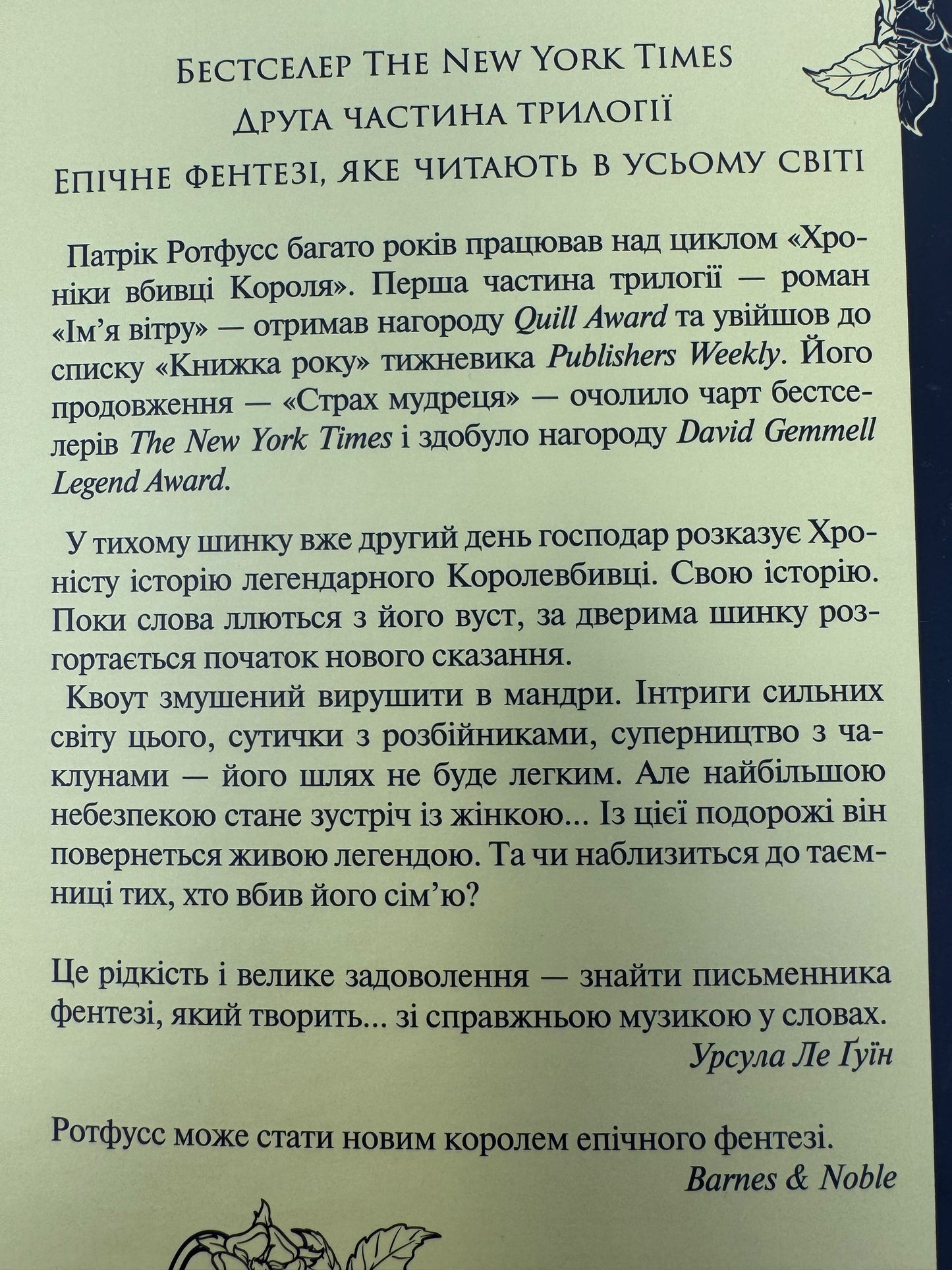 Страх мудреця. Патрік Ротфусс / Світові бестселери українською